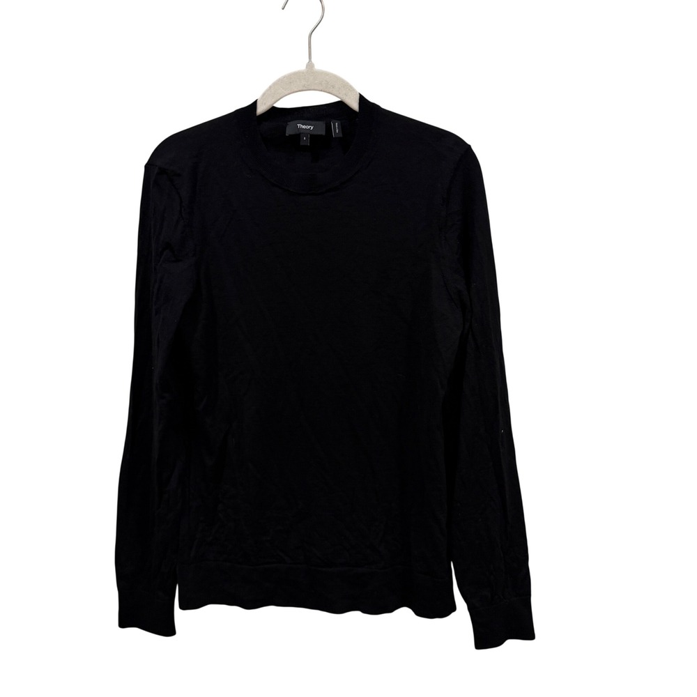 Theory Mens Black 100% Merino Wool Crewneck Sweater Regal Merino‎ N0881708 Small